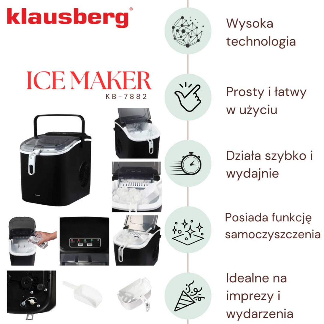 AUTOMATYCZNA KOSTKARKA DO LODU 1,2L 100W KLAUSBERG KB-7882